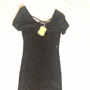 Black lace mini dress